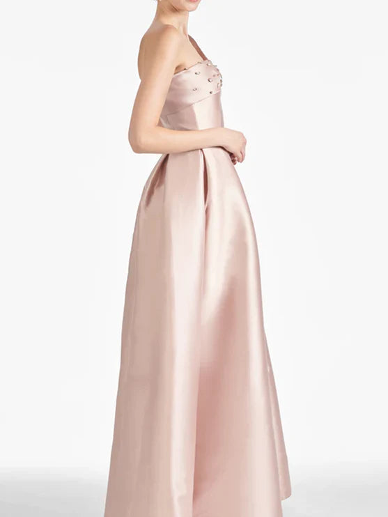 Abiti da sposa a trapezio/principessa, con una spalla fino al pavimento